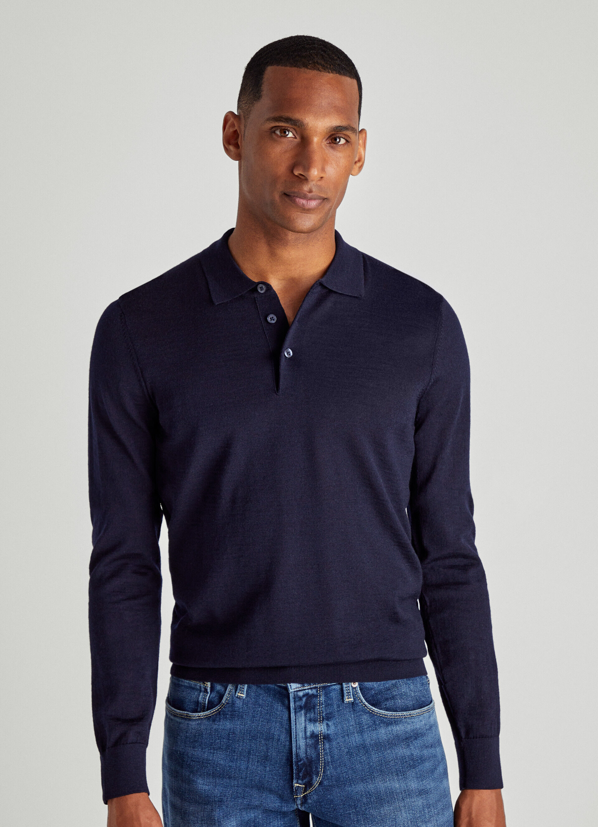 MERINO WOOL POLO SWEATER